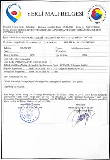 Yerli Malı Belgesi (Membran Biyoreaktör Modülü)